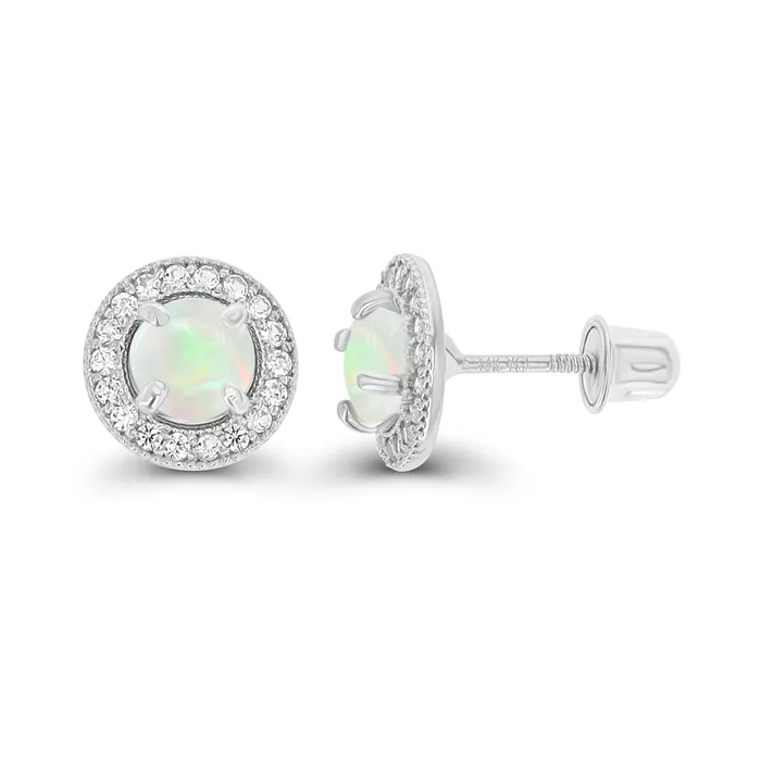 Silver Earrings Sterling Silver Rhodium 45mm Amethyst 1mm Created White Sapphire Milgrain Halo Screwback Earrings Silver Earrings Sterling Silver Rhodium 45mm Amethyst 1mm Created White Sapphire Milgrain Halo Screwback Earrings