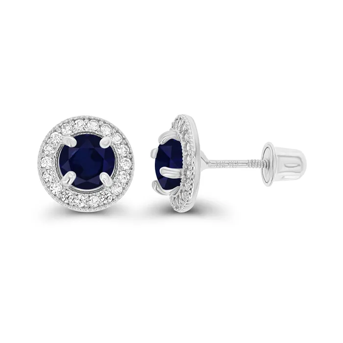 Silver Earrings Sterling Silver Rhodium 45mm Amethyst 1mm Created White Sapphire Milgrain Halo Screwback Earrings Silver Earrings Sterling Silver Rhodium 45mm Amethyst 1mm Created White Sapphire Milgrain Halo Screwback Earrings