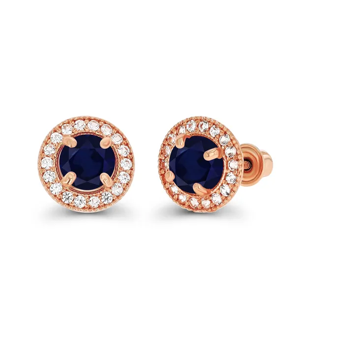 Silver Earrings Sterling Silver Rhodium 45mm Amethyst 1mm Created White Sapphire Milgrain Halo Screwback Earrings Silver Earrings Sterling Silver Rhodium 45mm Amethyst 1mm Created White Sapphire Milgrain Halo Screwback Earrings