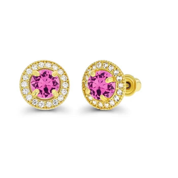 Silver Earrings Sterling Silver Rhodium 45mm Amethyst 1mm Created White Sapphire Milgrain Halo Screwback Earrings Silver Earrings Sterling Silver Rhodium 45mm Amethyst 1mm Created White Sapphire Milgrain Halo Screwback Earrings