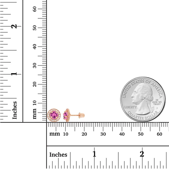 Silver Earrings Sterling Silver Rhodium 45mm Amethyst 1mm Created White Sapphire Milgrain Halo Screwback Earrings Silver Earrings Sterling Silver Rhodium 45mm Amethyst 1mm Created White Sapphire Milgrain Halo Screwback Earrings