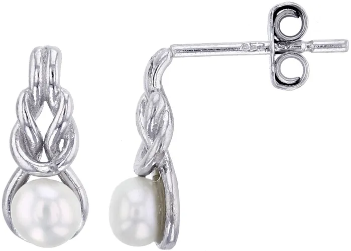 Silver Earrings Sterling Silver Rhodium 5X1250MM FWP Love Knot Stud Earring