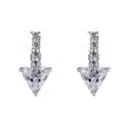 Silver Earrings Sterling Silver Rhodium 6MM Trillion Drop Earrings