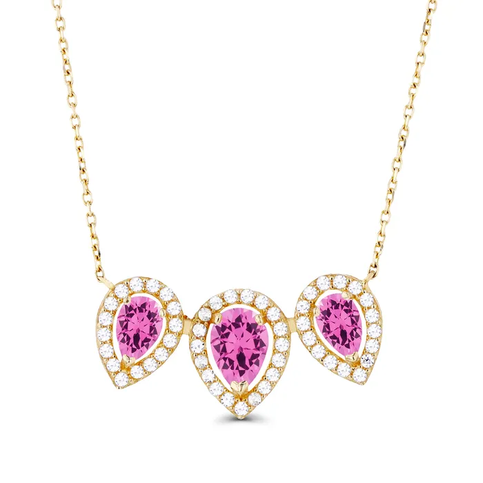 Silver Necklaces Sterling Silver Rhodium Triple Pear Amethyst Created White Sapphire Halo 18 Necklace Silver Necklaces Sterling Silver Rhodium Triple Pear Amethyst Created White Sapphire Halo 18 Necklace