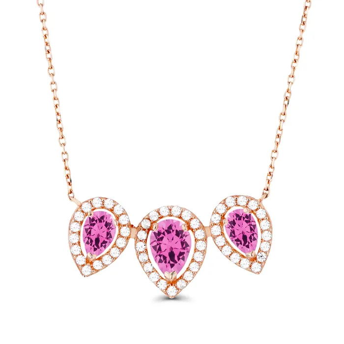 Silver Necklaces Sterling Silver Rhodium Triple Pear Amethyst Created White Sapphire Halo 18 Necklace Silver Necklaces Sterling Silver Rhodium Triple Pear Amethyst Created White Sapphire Halo 18 Necklace