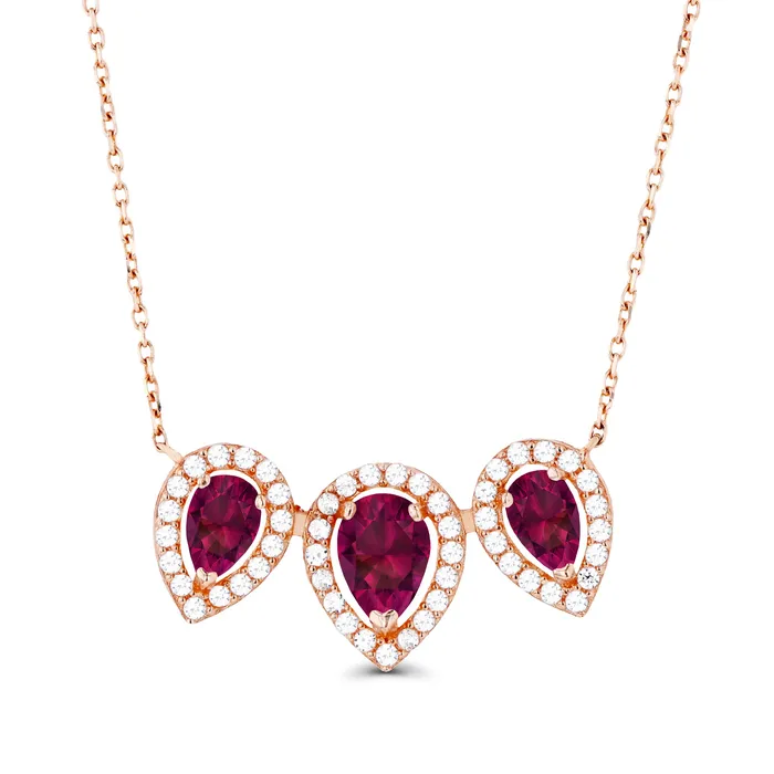 Silver Necklaces Sterling Silver Rhodium Triple Pear Amethyst Created White Sapphire Halo 18 Necklace Silver Necklaces Sterling Silver Rhodium Triple Pear Amethyst Created White Sapphire Halo 18 Necklace