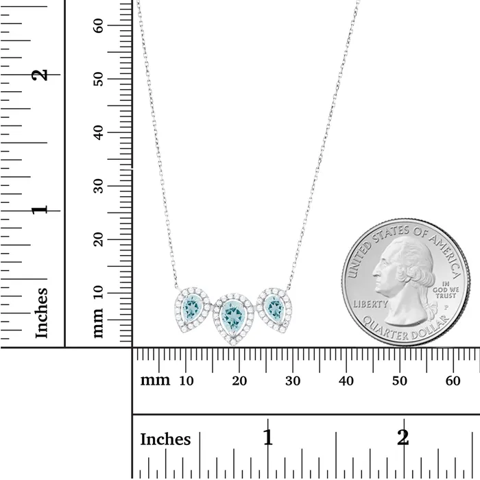 Silver Necklaces Sterling Silver Rhodium Triple Pear Amethyst Created White Sapphire Halo 18 Necklace Silver Necklaces Sterling Silver Rhodium Triple Pear Amethyst Created White Sapphire Halo 18 Necklace