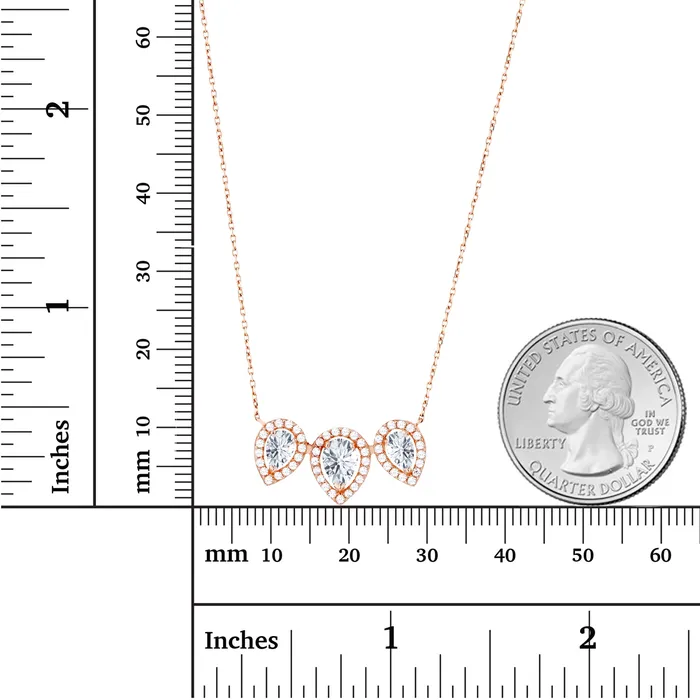 Silver Necklaces Sterling Silver Rhodium Triple Pear Amethyst Created White Sapphire Halo 18 Necklace Silver Necklaces Sterling Silver Rhodium Triple Pear Amethyst Created White Sapphire Halo 18 Necklace