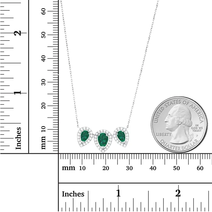 Silver Necklaces Sterling Silver Rhodium Triple Pear Amethyst Created White Sapphire Halo 18 Necklace Silver Necklaces Sterling Silver Rhodium Triple Pear Amethyst Created White Sapphire Halo 18 Necklace
