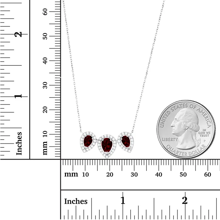 Silver Necklaces Sterling Silver Rhodium Triple Pear Amethyst Created White Sapphire Halo 18 Necklace Silver Necklaces Sterling Silver Rhodium Triple Pear Amethyst Created White Sapphire Halo 18 Necklace