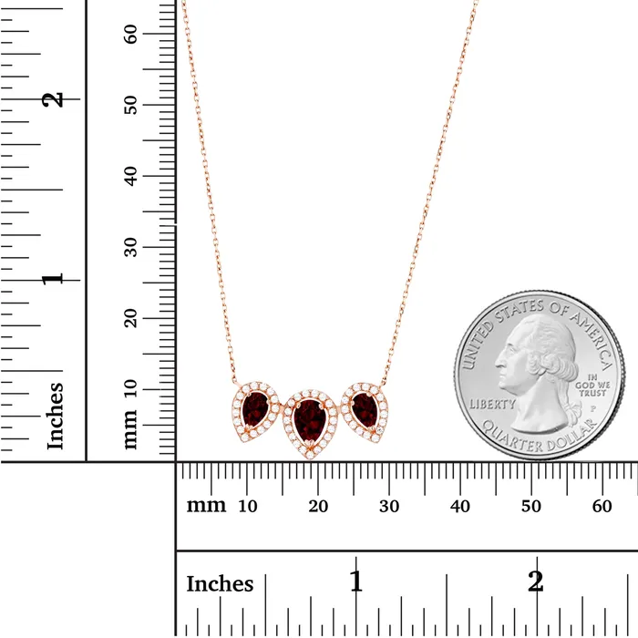 Silver Necklaces Sterling Silver Rhodium Triple Pear Amethyst Created White Sapphire Halo 18 Necklace Silver Necklaces Sterling Silver Rhodium Triple Pear Amethyst Created White Sapphire Halo 18 Necklace