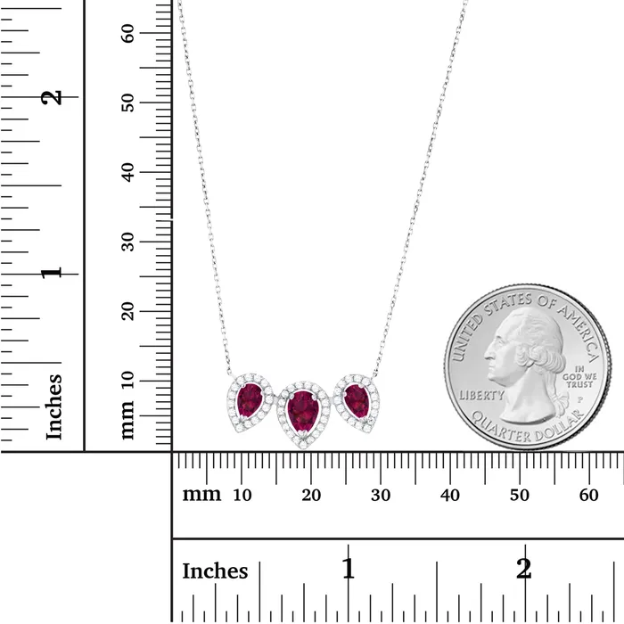 Silver Necklaces Sterling Silver Rhodium Triple Pear Amethyst Created White Sapphire Halo 18 Necklace Silver Necklaces Sterling Silver Rhodium Triple Pear Amethyst Created White Sapphire Halo 18 Necklace