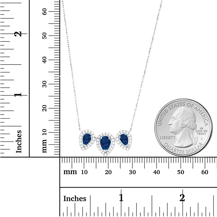 Silver Necklaces Sterling Silver Rhodium Triple Pear Amethyst Created White Sapphire Halo 18 Necklace Silver Necklaces Sterling Silver Rhodium Triple Pear Amethyst Created White Sapphire Halo 18 Necklace