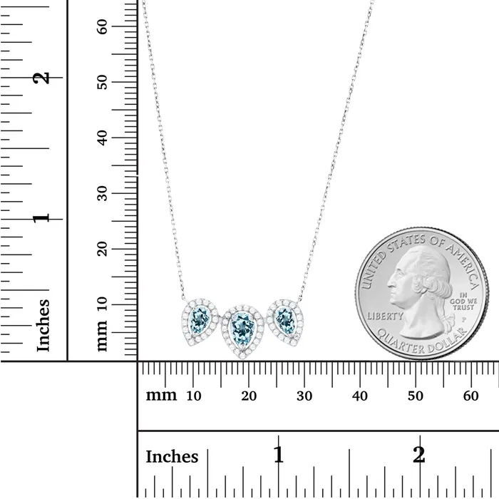 Silver Necklaces Sterling Silver Rhodium Triple Pear Amethyst Created White Sapphire Halo 18 Necklace Silver Necklaces Sterling Silver Rhodium Triple Pear Amethyst Created White Sapphire Halo 18 Necklace
