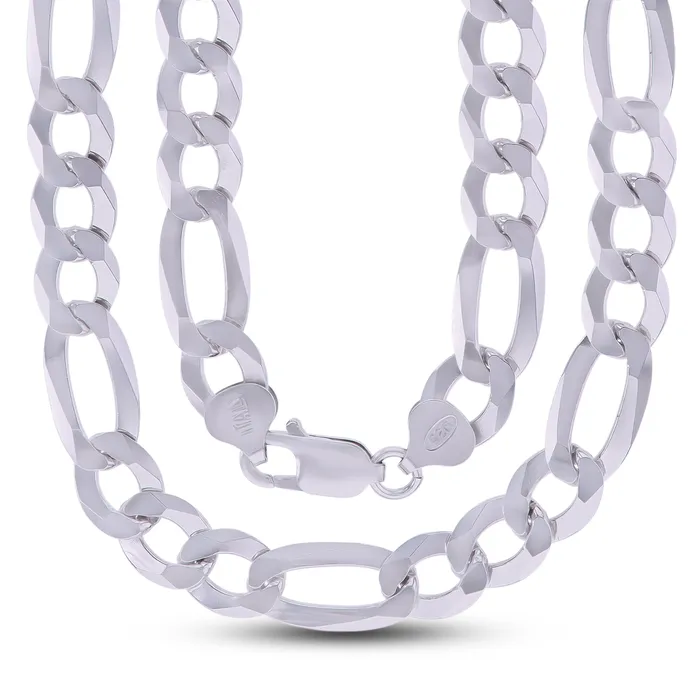 Silver Sterling Silver 1014mm Solid Figaro Chain NecklaceRhodium Plated or 14K Yellow Plated Lobster Lock Necklaces Silver Sterling Silver 1014mm Solid Figaro Chain NecklaceRhodium Plated or 14K Yellow Plated Lobster Lock Necklaces