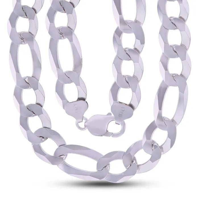 Silver Sterling Silver 1014mm Solid Figaro Chain NecklaceRhodium Plated or 14K Yellow Plated Lobster Lock Necklaces Silver Sterling Silver 1014mm Solid Figaro Chain NecklaceRhodium Plated or 14K Yellow Plated Lobster Lock Necklaces