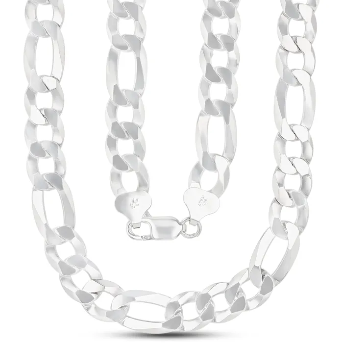 Silver Sterling Silver 1014mm Solid Figaro Chain NecklaceRhodium Plated or 14K Yellow Plated Lobster Lock Necklaces Silver Sterling Silver 1014mm Solid Figaro Chain NecklaceRhodium Plated or 14K Yellow Plated Lobster Lock Necklaces