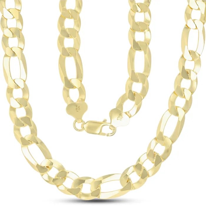 Silver Sterling Silver 1014mm Solid Figaro Chain NecklaceRhodium Plated or 14K Yellow Plated Lobster Lock Necklaces Silver Sterling Silver 1014mm Solid Figaro Chain NecklaceRhodium Plated or 14K Yellow Plated Lobster Lock Necklaces