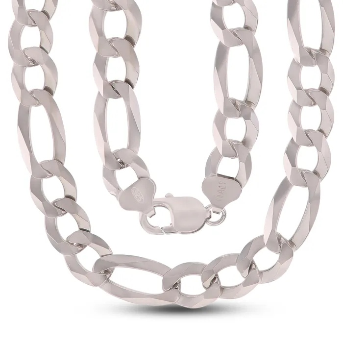 Silver Sterling Silver 1014mm Solid Figaro Chain NecklaceRhodium Plated or 14K Yellow Plated Lobster Lock Necklaces Silver Sterling Silver 1014mm Solid Figaro Chain NecklaceRhodium Plated or 14K Yellow Plated Lobster Lock Necklaces