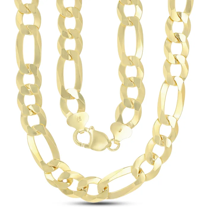 Silver Sterling Silver 1014mm Solid Figaro Chain NecklaceRhodium Plated or 14K Yellow Plated Lobster Lock Necklaces Silver Sterling Silver 1014mm Solid Figaro Chain NecklaceRhodium Plated or 14K Yellow Plated Lobster Lock Necklaces