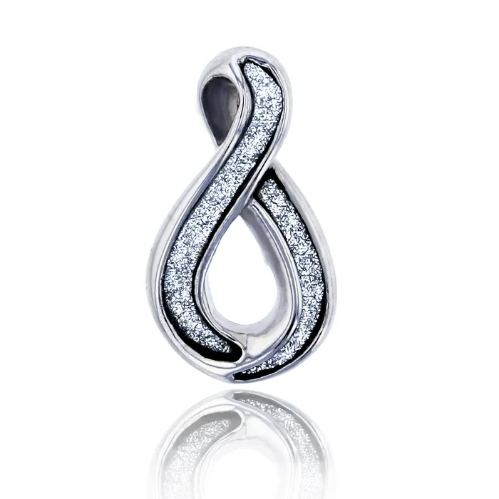 Sterling Silver Rhodium 17x9mm Glitter Infinity Dangling Pendant Silver Necklaces Sterling Silver Rhodium 17x9mm Glitter Infinity Dangling Pendant Silver Necklaces