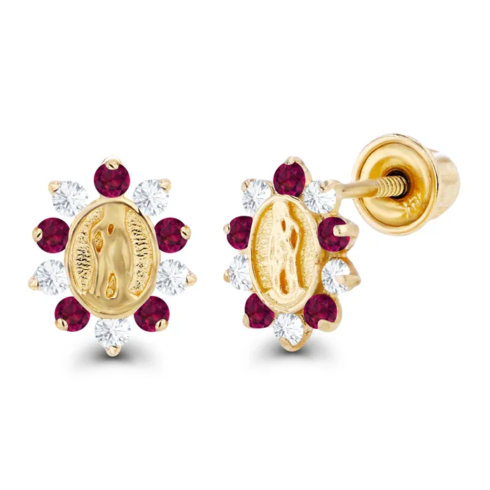 Sterling Silver Rhodium 1mm Round Created Pink Sapphire Created White Sapphire Religious Screwback Earrings Silver Earrings Sterling Silver Rhodium 1mm Round Created Pink Sapphire Created White Sapphire Religious Screwback Earrings Silver Earrings