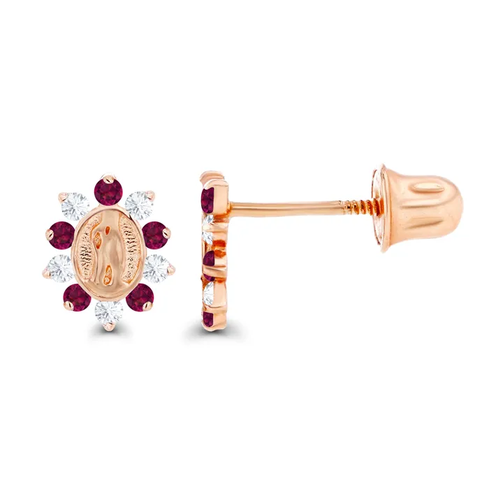 Sterling Silver Rhodium 1mm Round Created Pink Sapphire Created White Sapphire Religious Screwback Earrings Silver Earrings Sterling Silver Rhodium 1mm Round Created Pink Sapphire Created White Sapphire Religious Screwback Earrings Silver Earrings