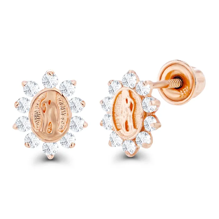 Sterling Silver Rhodium 1mm Round Created Pink Sapphire Created White Sapphire Religious Screwback Earrings Silver Earrings Sterling Silver Rhodium 1mm Round Created Pink Sapphire Created White Sapphire Religious Screwback Earrings Silver Earrings