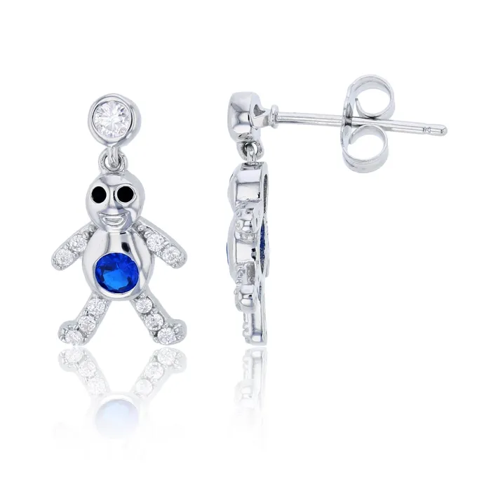 Sterling Silver Rhodium Pink White Round Cut Cubic Zirconia Smiling Child Dangling Earring Silver Earrings Sterling Silver Rhodium Pink White Round Cut Cubic Zirconia Smiling Child Dangling Earring Silver Earrings