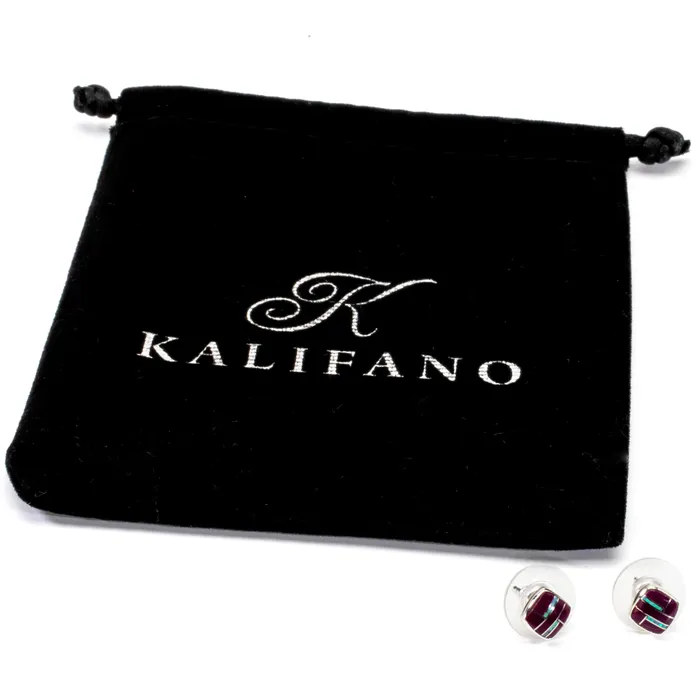 Sugilite Square Earrings Handmade with Sterling Silver and Opal Accent Kalifano Earrings