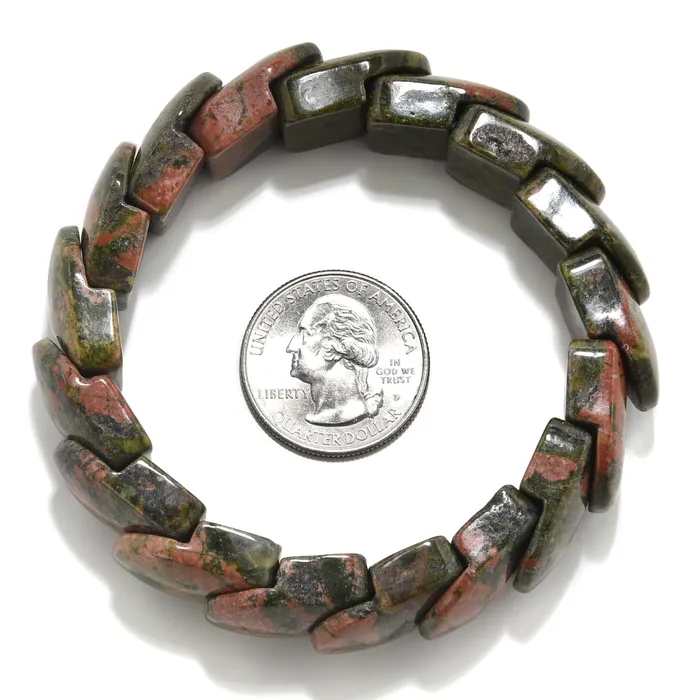 Unakite 20mm Gemstone Elastic Bracelet Kalifano Bracelets