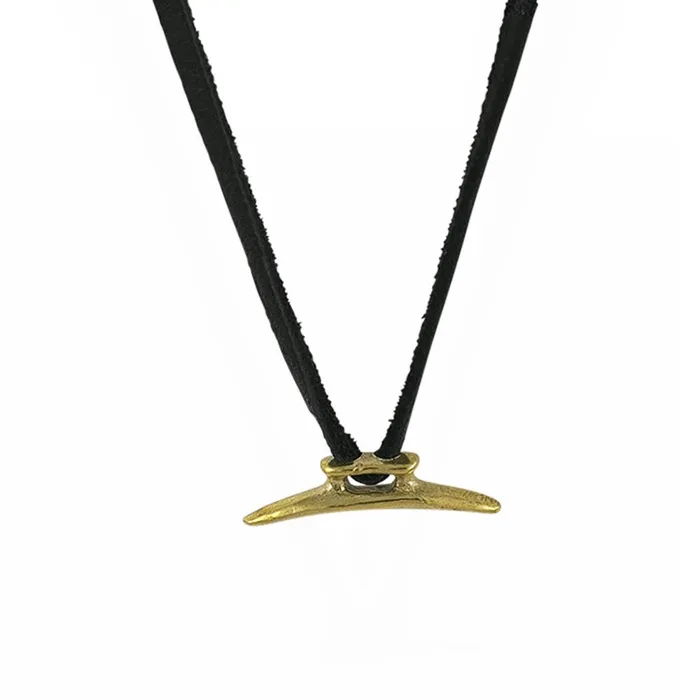 Waxing Poetic Men Necklaces Boat Cleat Leather Necklace Brass 24