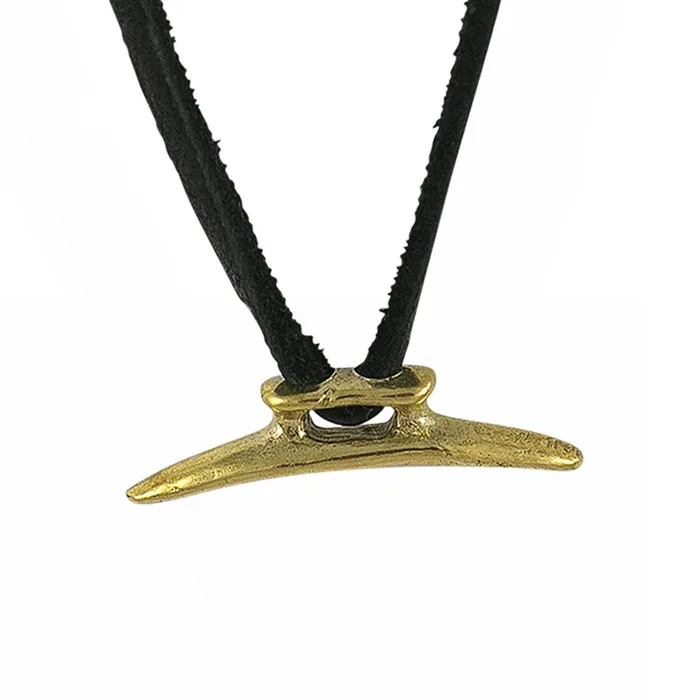 Waxing Poetic Men Necklaces Boat Cleat Leather Necklace Brass 24
