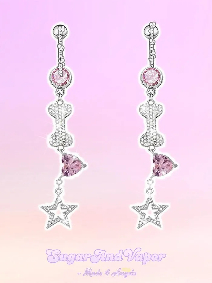 Y2K Bling Bones Star Overlength Belly Ring SugarAndVapor Rings