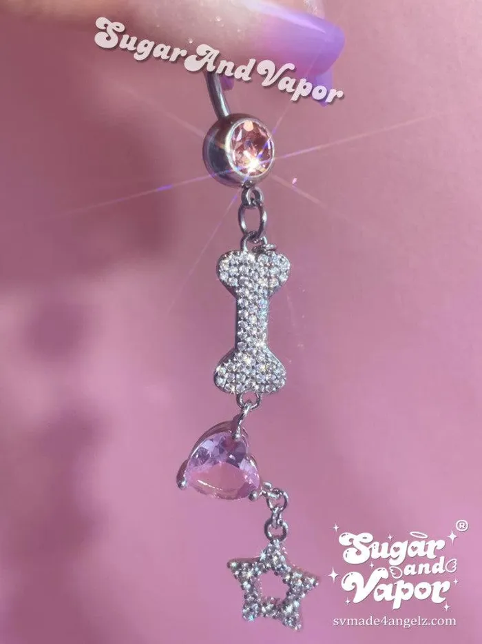Y2K Bling Bones Star Overlength Belly Ring SugarAndVapor Rings Y2K Bling Bones Star Overlength Belly Ring SugarAndVapor Rings